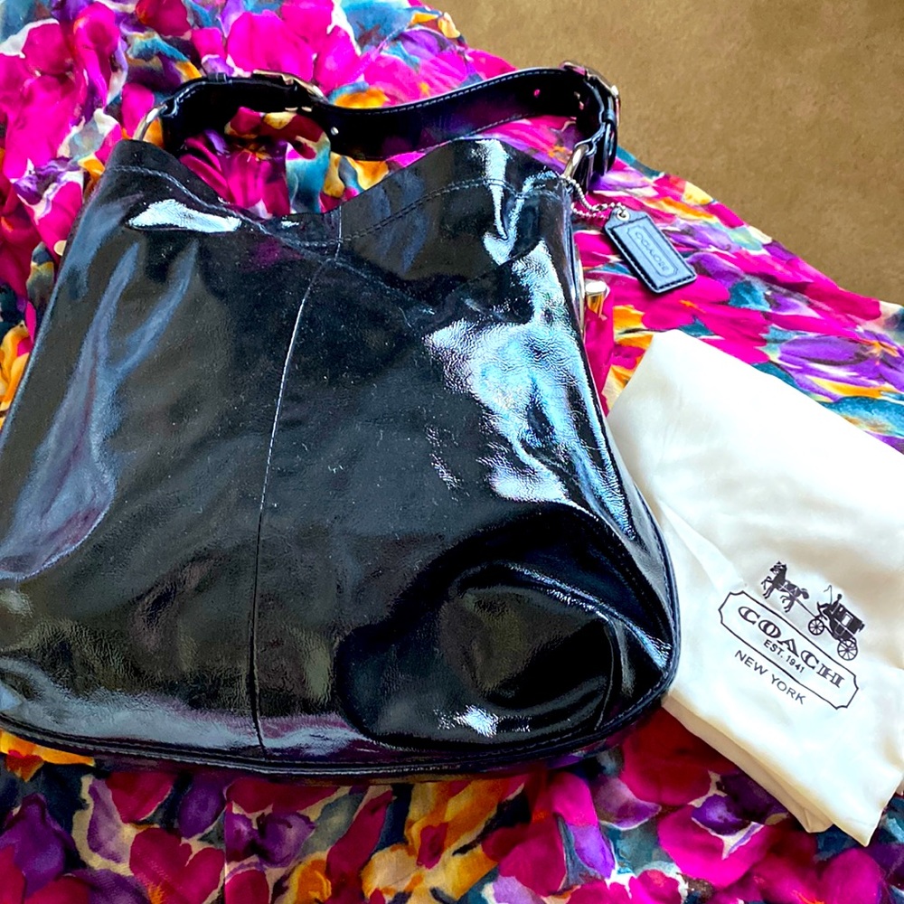 Coach hobo black patent leather